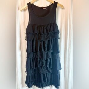Juicy Couture Black Silk Ruffle Mini Dress